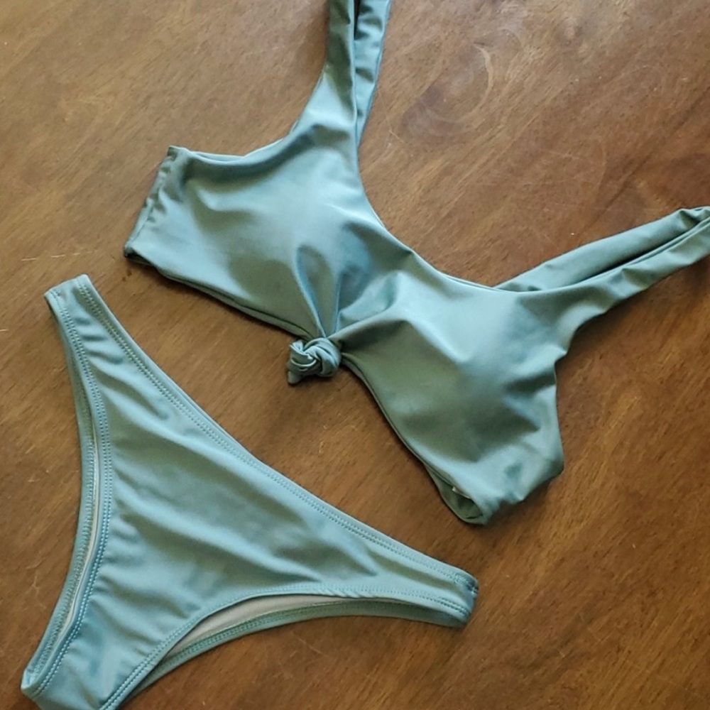 Green SHEIN Knot-Top Bikini